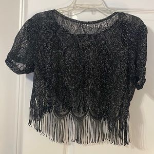 Short Sleeve Black Sheer Shall/Coverup/Crop Top